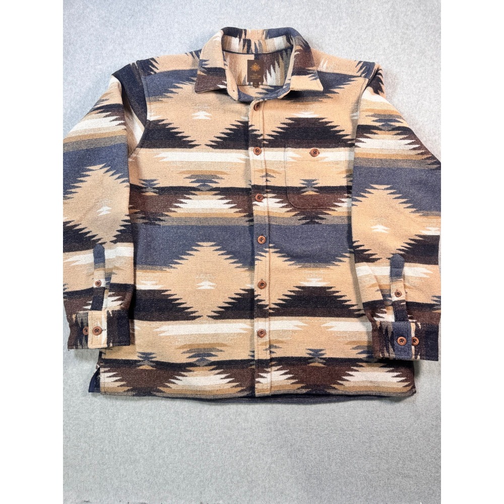 The Territory Ahead Mens XL Southwestern Geometric Flannel Button Up Shirt Tan